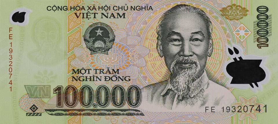 Front of Vietnam p122p: 100000 Dong from 2019