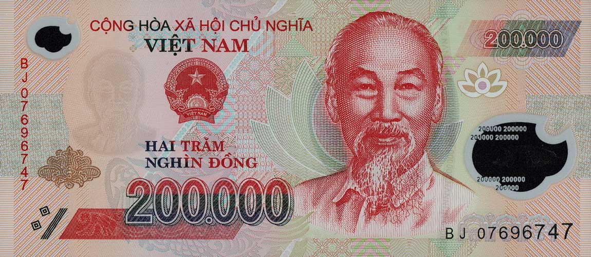 Front of Vietnam p123b: 200000 Dong from 2007