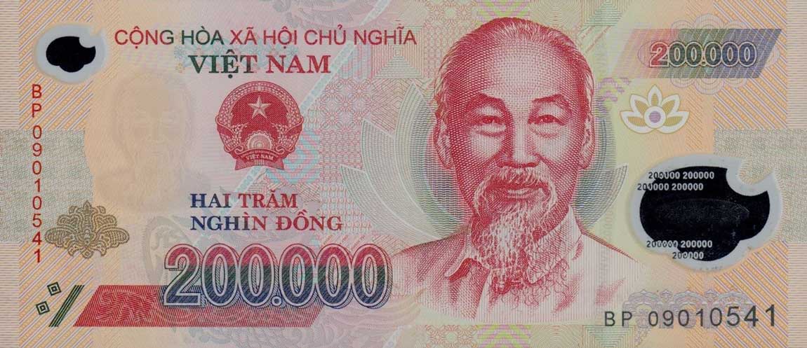 Front of Vietnam p123d: 200000 Dong from 2009