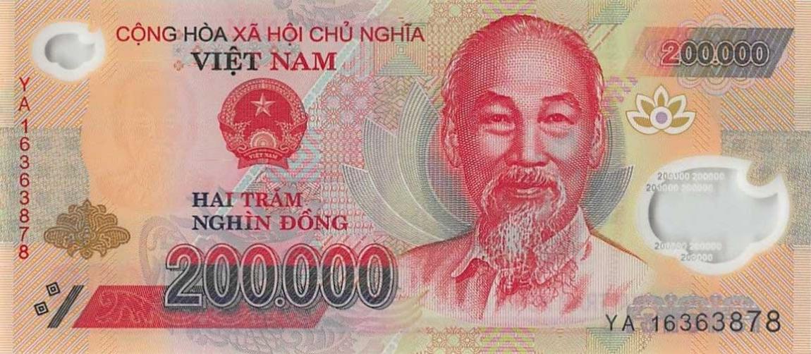 Front of Vietnam p123h: 200000 Dong from 2016