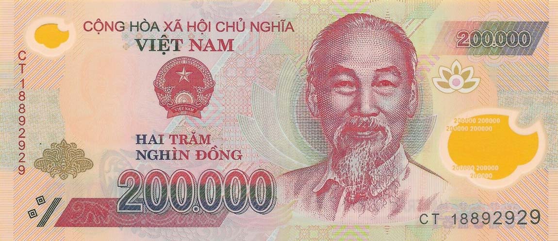 Front of Vietnam p123i: 200000 Dong from 2018