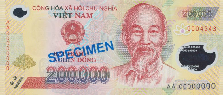 Front of Vietnam p123s: 200000 Dong from 2007