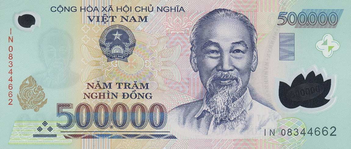 Front of Vietnam p124e: 500000 Dong from 2008