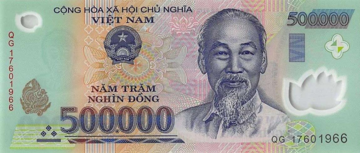 Front of Vietnam p124m: 500000 Dong from 2017