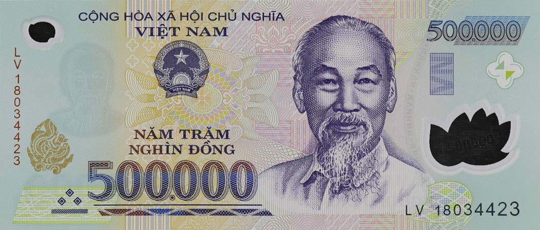 Front of Vietnam p124n: 500000 Dong from 2018