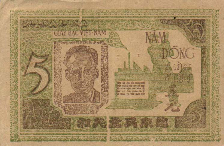 Back of Vietnam p3a: 5 Dong from 1946