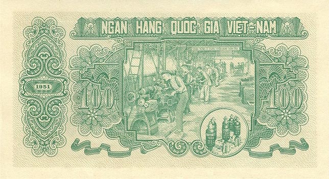Back of Vietnam p62a: 100 Dong from 1951