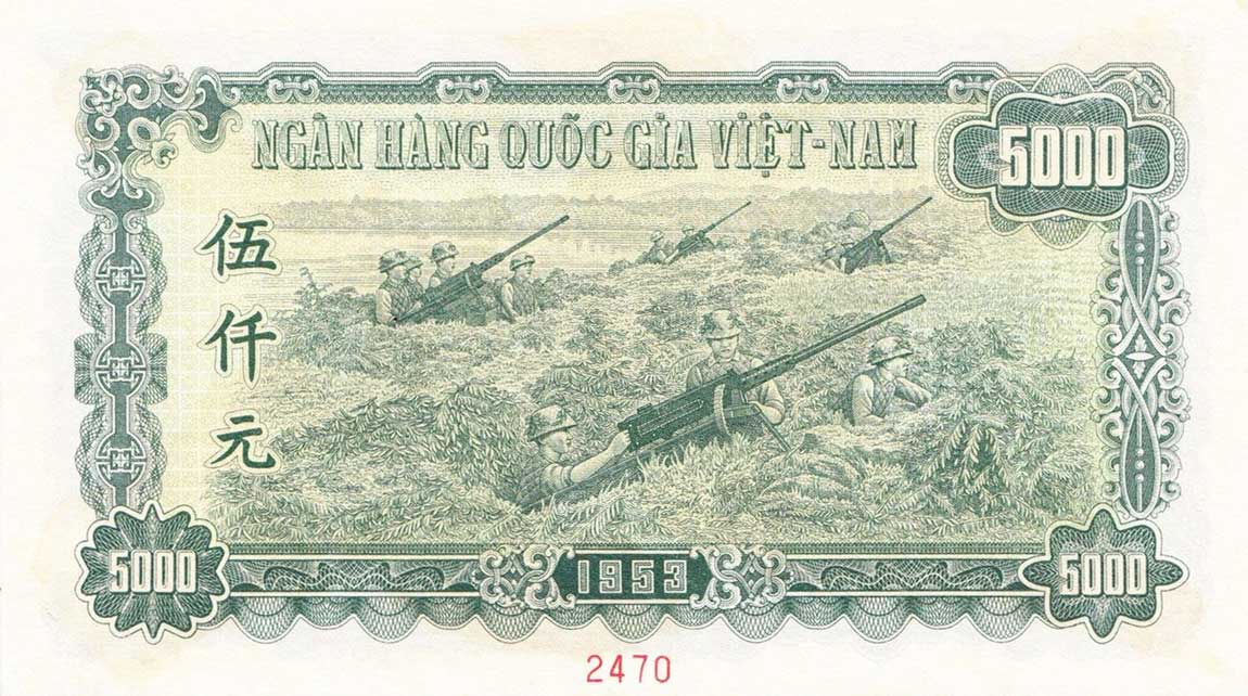 Back of Vietnam p66s: 5000 Dong from 1953