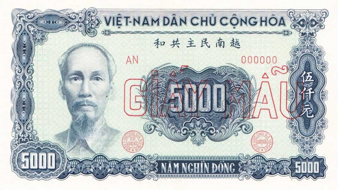 Front of Vietnam p66s: 5000 Dong from 1953