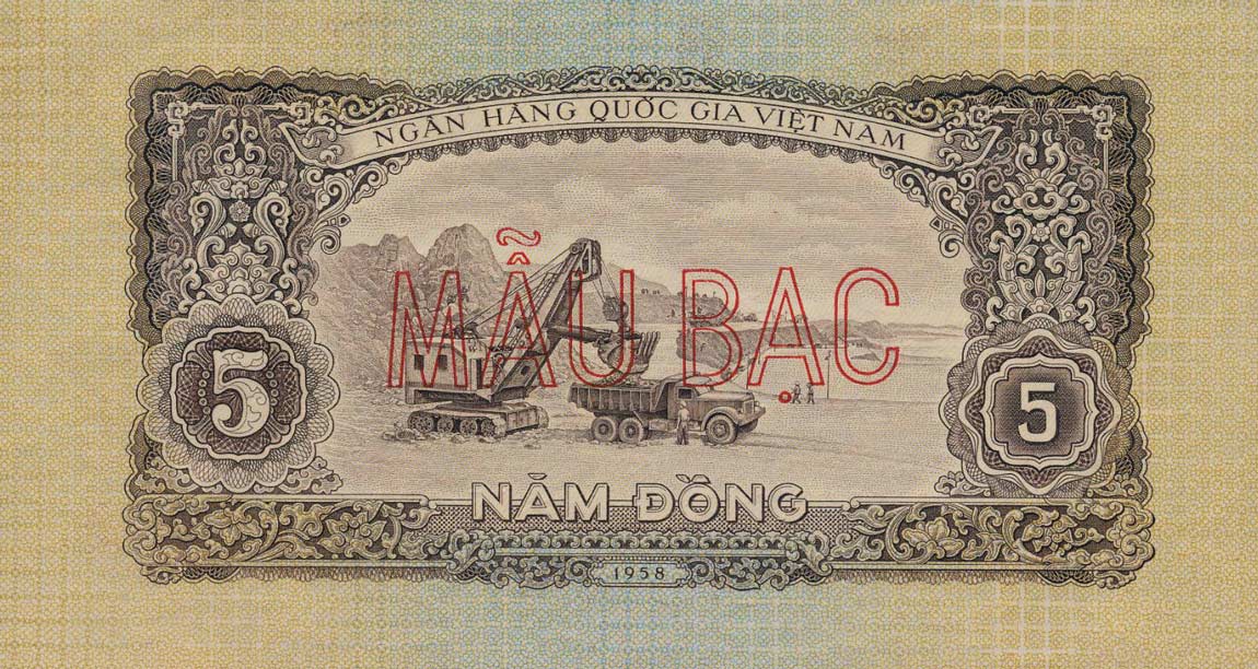 Back of Vietnam p73s: 5 Dong from 1958