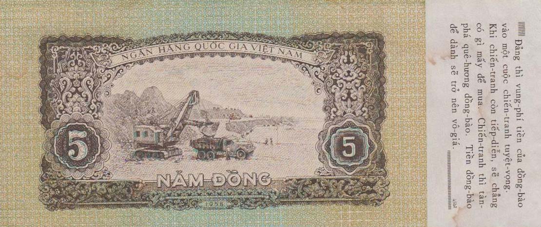 Back of Vietnam p73x: 5 Dong from 1958