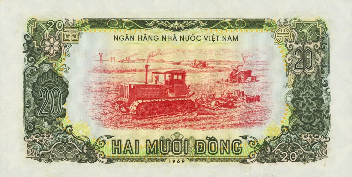 Back of Vietnam p74A: 20 Dong from 1969