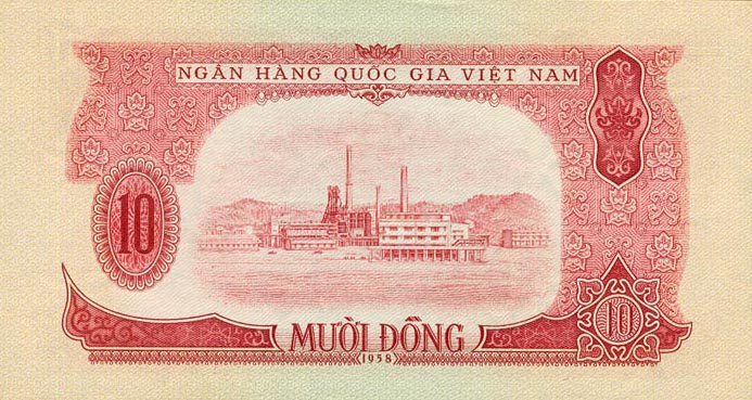 Back of Vietnam p74a: 10 Dong from 1958