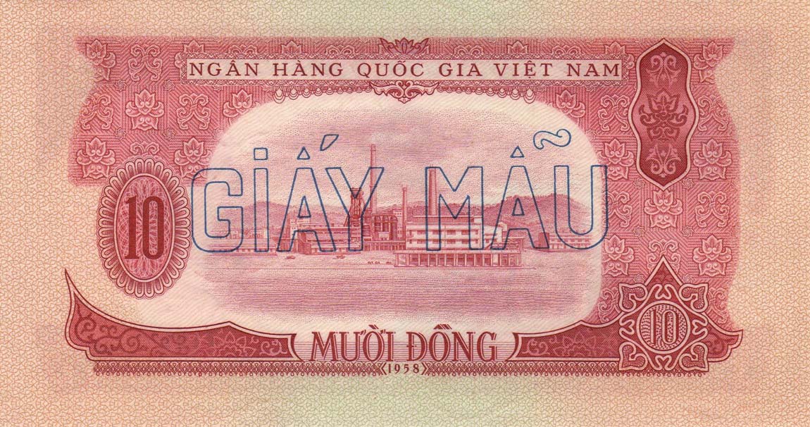 Back of Vietnam p74s: 10 Dong from 1958