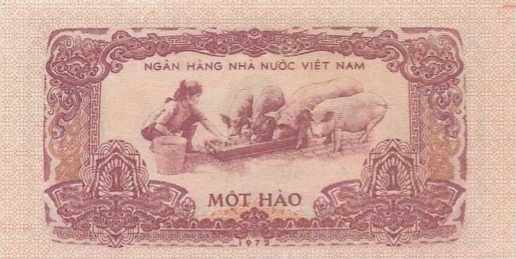 Back of Vietnam p77A: 1 Hao from 1972