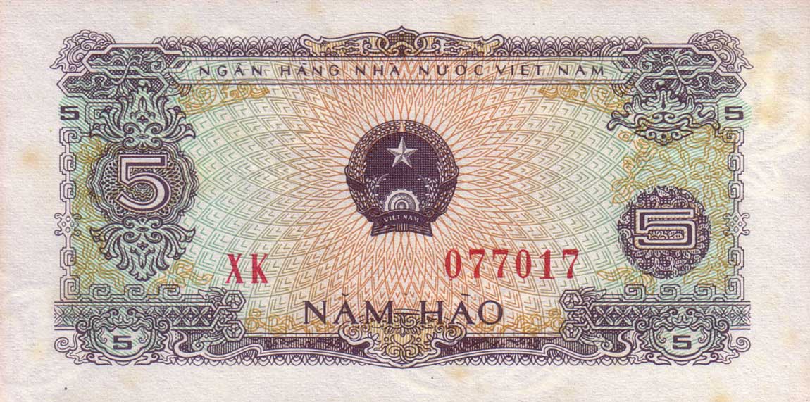 Front of Vietnam p79a: 5 Hao from 1976