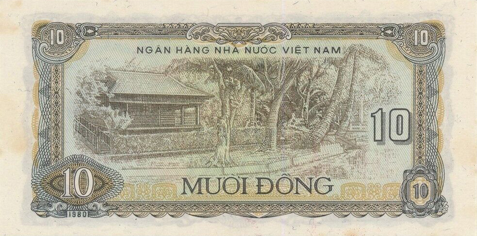 Back of Vietnam p86s2: 10 Dong from 1980