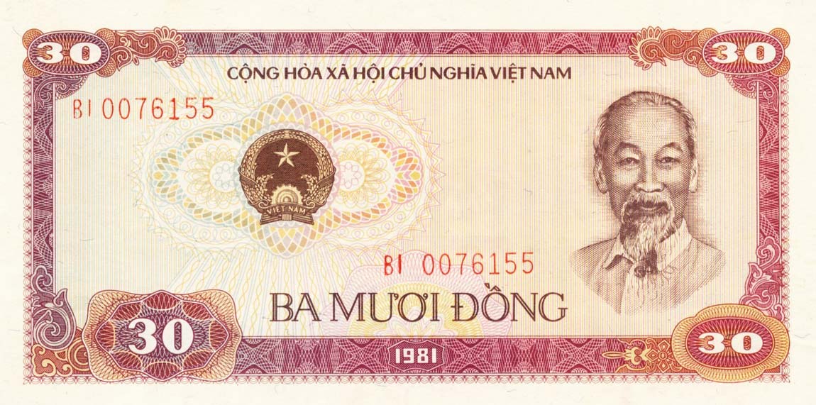 Front of Vietnam p87b: 30 Dong from 1981