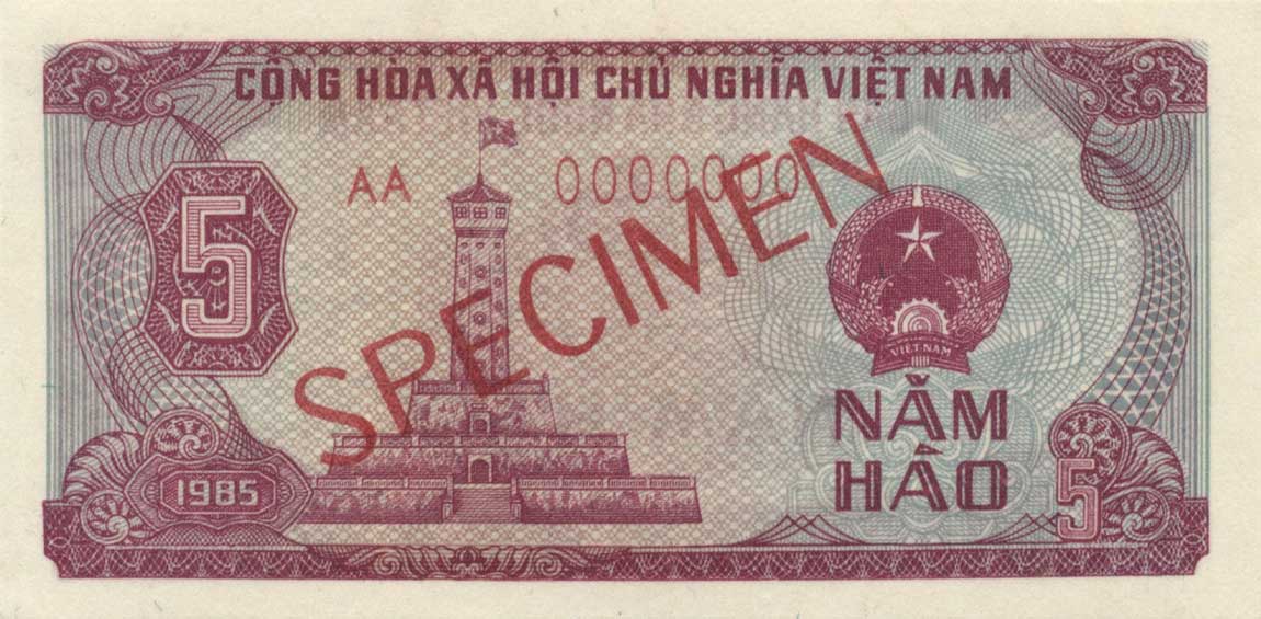 Front of Vietnam p89s: 5 Hao from 1985