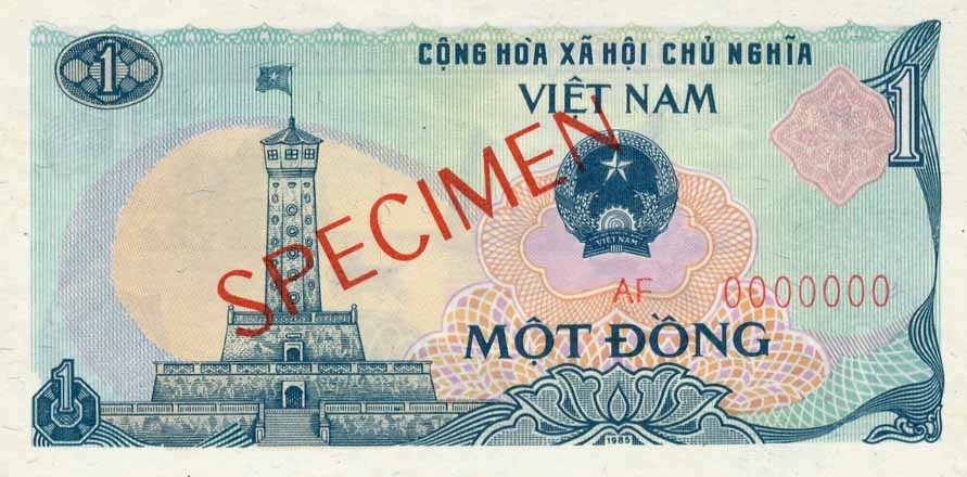 Front of Vietnam p90s: 1 Dong from 1985