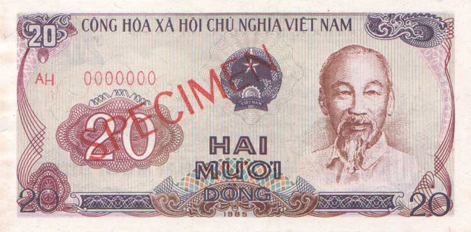 Front of Vietnam p94s: 20 Dong from 1985