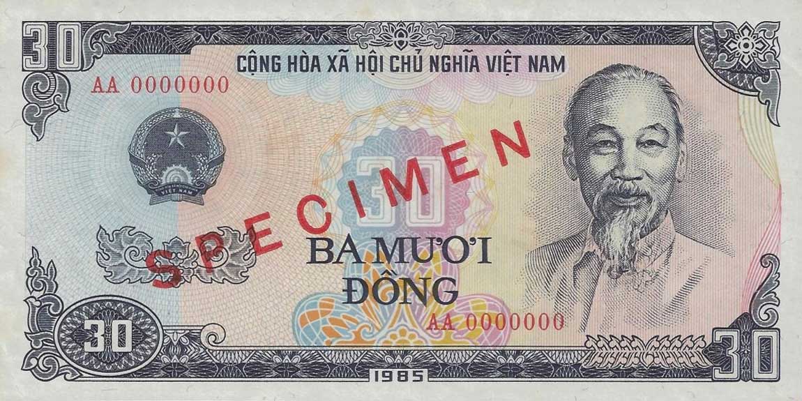 Front of Vietnam p95s: 30 Dong from 1985