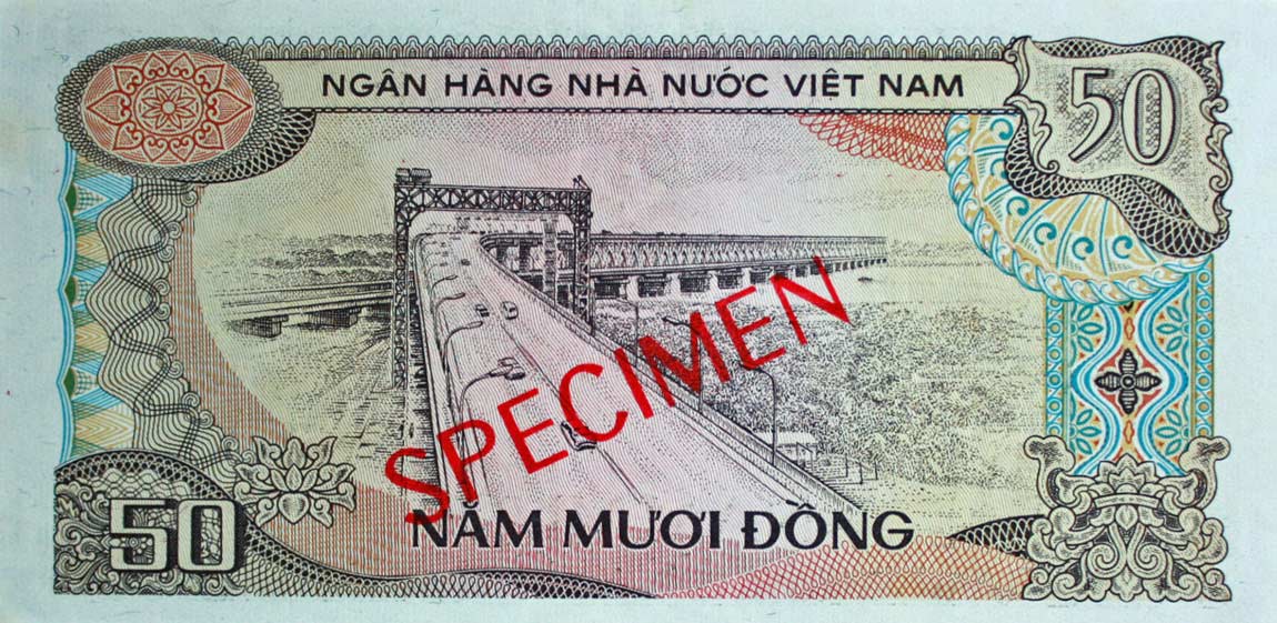 Back of Vietnam p97s: 50 Dong from 1985