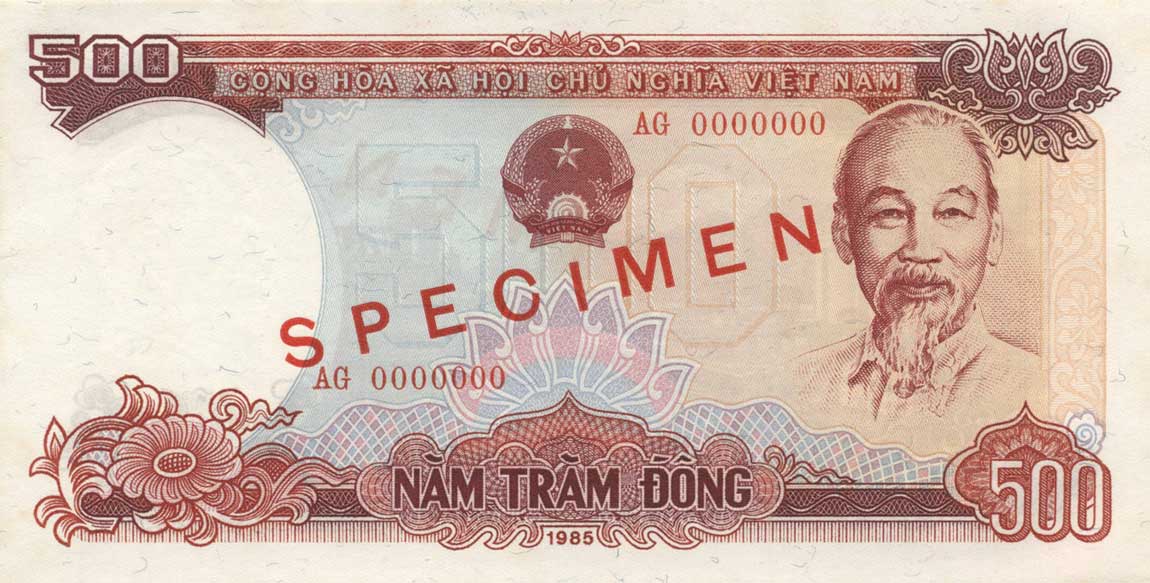 Front of Vietnam p99s: 500 Dong from 1985
