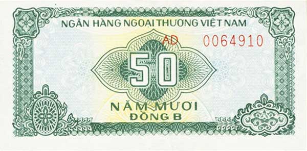 Front of Vietnam pFX2a: 50 Dong B from 1987