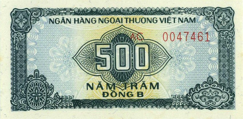 Front of Vietnam pFX5a: 500 Dong B from 1987