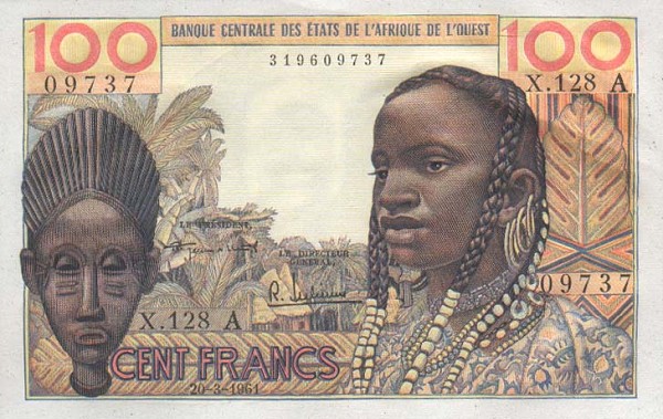 Front of West African States p101Aa: 100 Francs from 1961