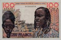 p101Ad from West African States: 100 Francs from 1964