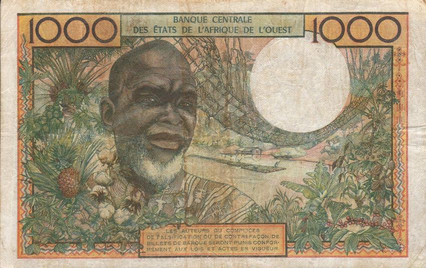 Back of West African States p103Ab: 1000 Francs from 1961
