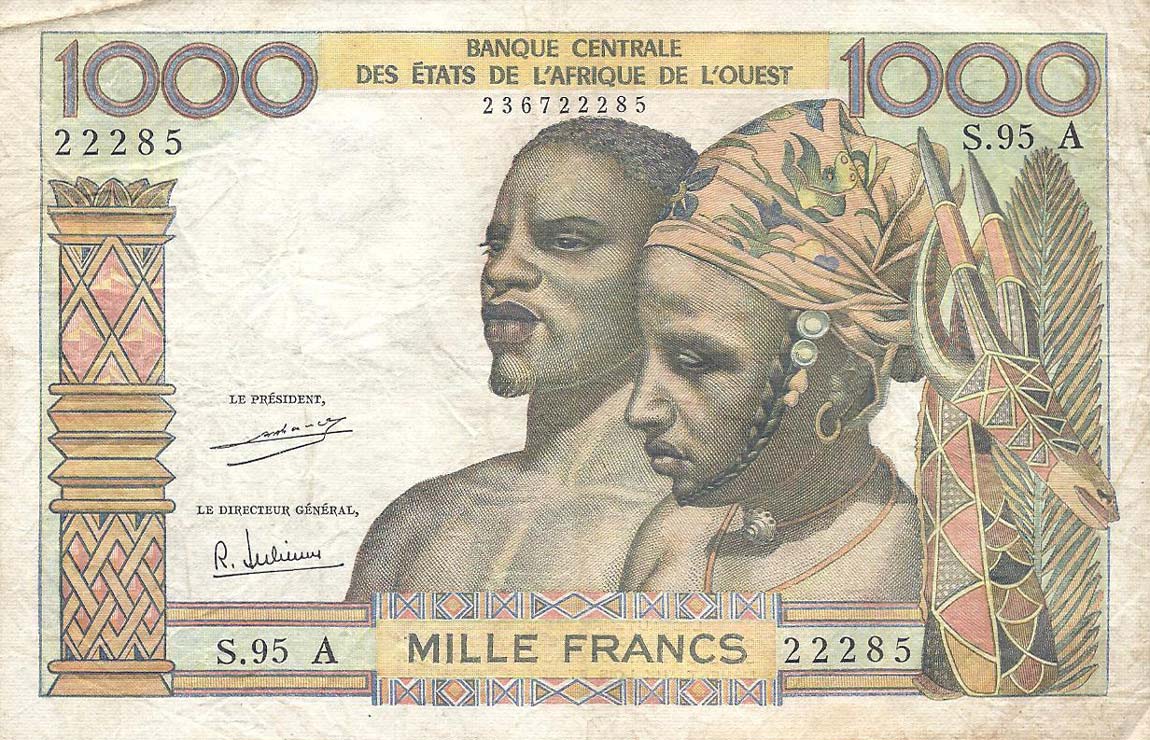 Front of West African States p103Ah: 1000 Francs from 1959