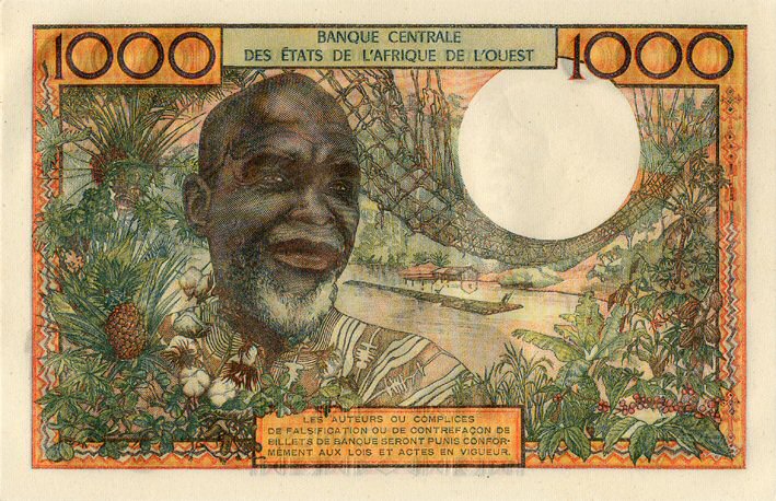 Back of West African States p103Aj: 1000 Francs from 1959