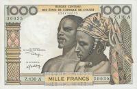 p103Ak from West African States: 1000 Francs from 1959