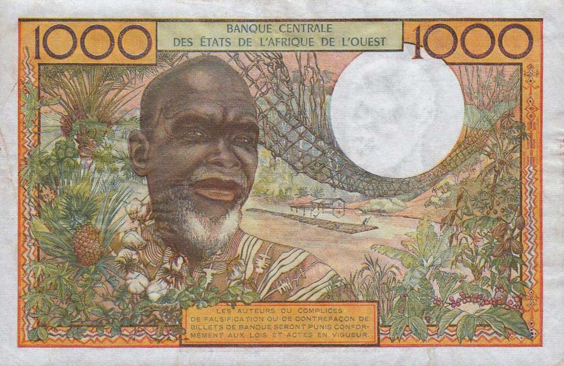 Back of West African States p103Am: 1000 Francs from 1959