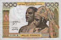 p103Am from West African States: 1000 Francs from 1959