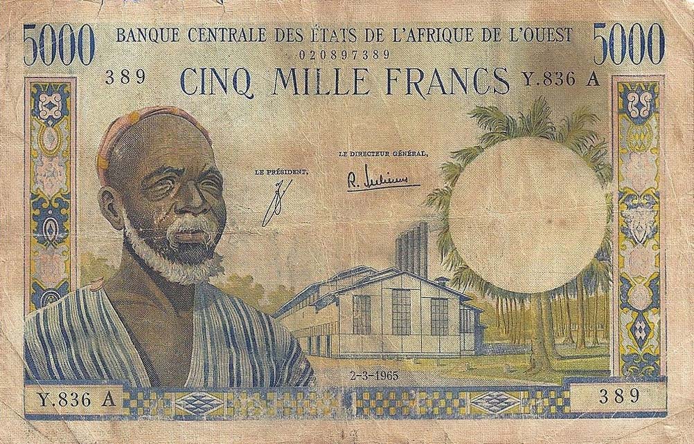 Front of West African States p104Ad: 5000 Francs from 1965