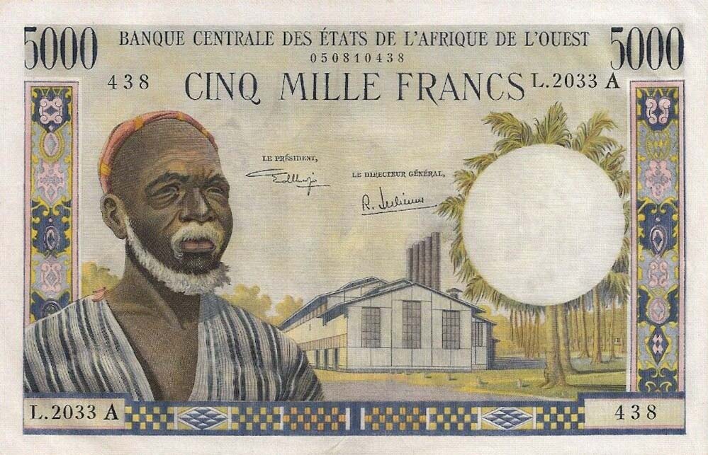 Front of West African States p104Ah: 5000 Francs from 1961