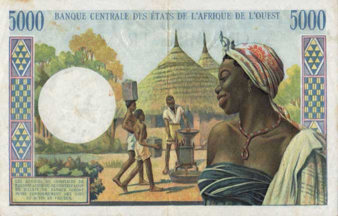 Back of West African States p104Aj: 5000 Francs from 1961