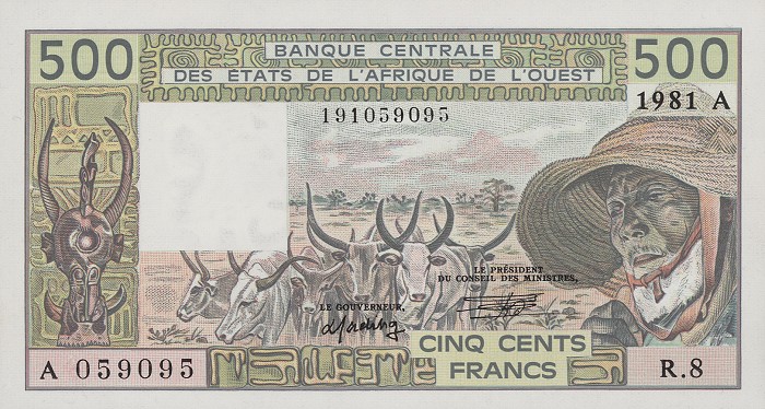 Front of West African States p106Ac: 500 Francs from 1981