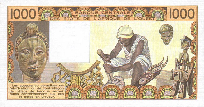 Back of West African States p107Ab: 1000 Francs from 1981