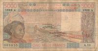 Gallery image for West African States p108Af: 5000 Francs