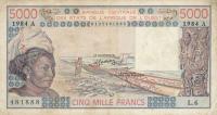 Gallery image for West African States p108Am: 5000 Francs