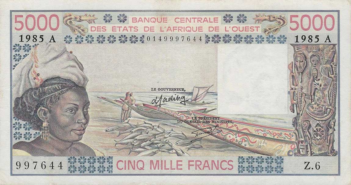 Front of West African States p108An: 5000 Francs from 1985