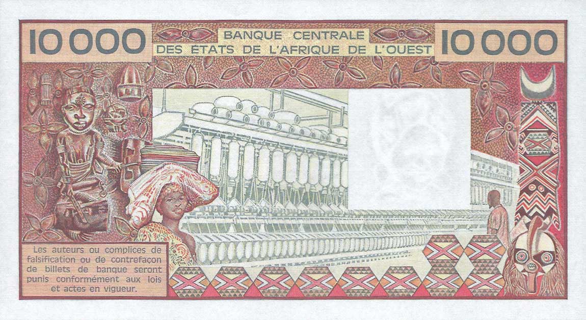 Back of West African States p109Ai: 10000 Francs from 1977