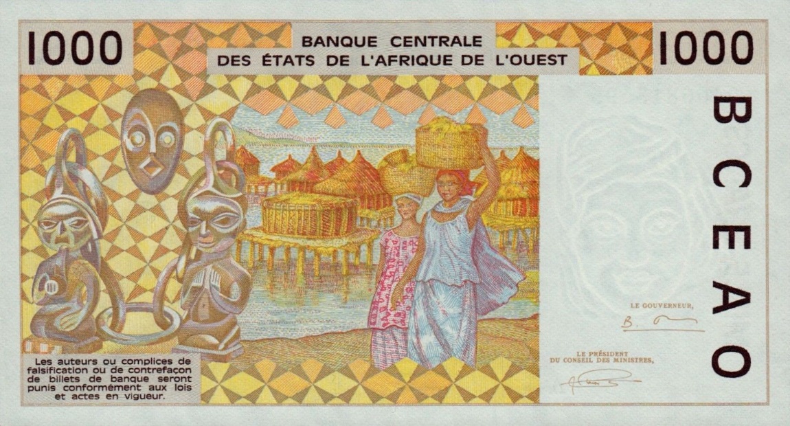 Back of West African States p110Ad: 500 Francs from 1994