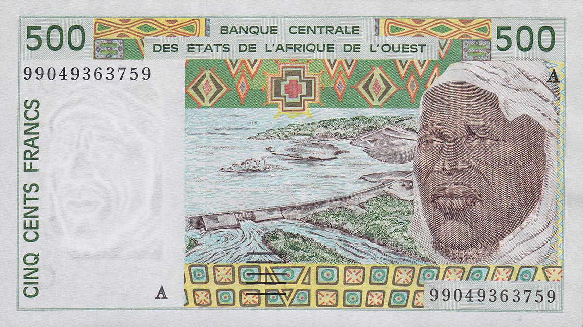 Front of West African States p110Ah: 500 Francs from 1997