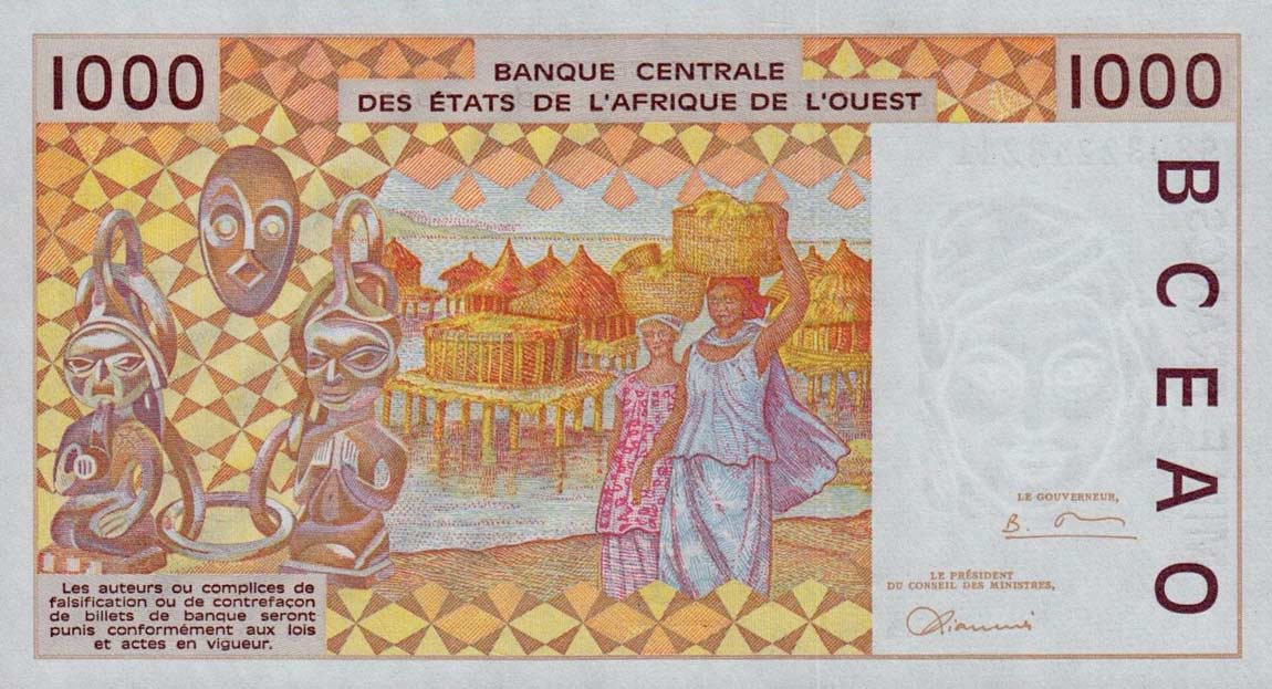 Back of West African States p111Ah: 1000 Francs from 1998